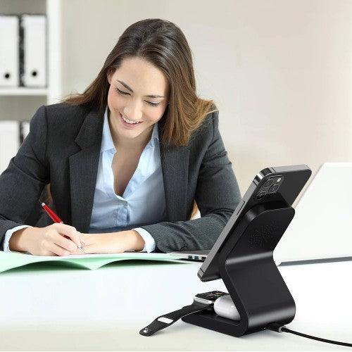 3 in 1 Magnetic 15W Qi Wireless Charging Station for iPhone 12/Mini/Pro/Max, Apple Watch, Airpods 2/ Pro - B-16 - Toytexx 3 in 1 Magnetic 15W Qi Wireless Charging Station for iPhone 12/Mini/Pro/Max, Apple Watch, Airpods 2/ Pro - B-16 - Toytexx